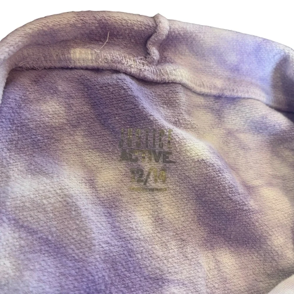 Justice Girls 12/14 Purple White‎ Tie Dye Glitter Sweatshirt Hoodie Pullover
